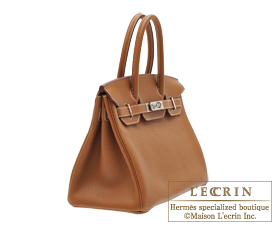 Hermes　Birkin bag 30　Gold　Clemence leather　Silver hardware