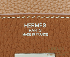 Hermes　Birkin bag 30　Gold　Clemence leather　Silver hardware