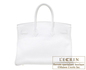 Hermes　Birkin bag 35　White　Clemence leather　Gold hardware