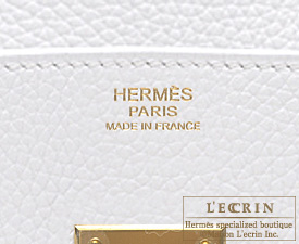 Hermes　Birkin bag 35　White　Clemence leather　Gold hardware