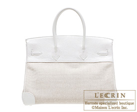 Hermes　Birkin bag 35　White　Toile H/Clemence leather　Silver hardware
