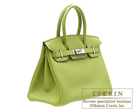 Hermes　Birkin bag 30　Anis green　Togo leather　Silver hardware