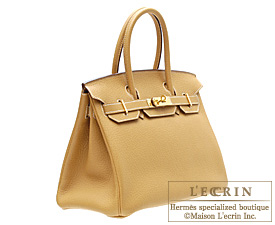 Hermes 32cm Rouge Fjord Leather Gold Hardware HAC Birkin Bag