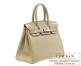 Hermes　Birkin bag 30　Poussiere　Clemence leather　Silver hardware