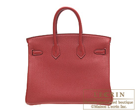 Hermes　Birkin bag 25　Rouge garance　Togo leather　Silver hardware