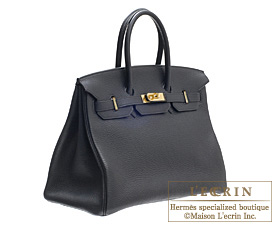 Hermes　Birkin bag 35　Black　Clemence leather　Gold hardware
