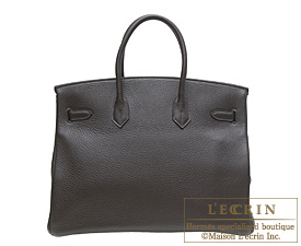 Hermes　Birkin bag 35　Ebene/Ebony　Clemence leather　Silver hardware