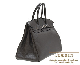 Hermes　Birkin bag 35　Ebene/Ebony　Clemence leather　Silver hardware