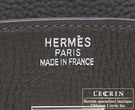 Hermes　Birkin bag 35　Ebene/Ebony　Clemence leather　Silver hardware