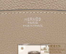 Hermes　Birkin bag 35　Gris tourterelle/Mouse grey　Clemence leather　Silver hardware