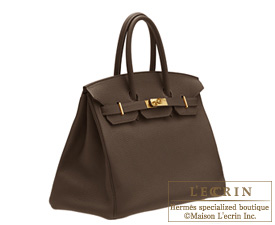 Hermes　Birkin bag 35　Chocolat/Chocolate　Togo leather　Gold hardware