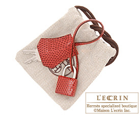 Hermes　Birkin bag 25　Rouge moyen　Lizard skin　Silver hardware