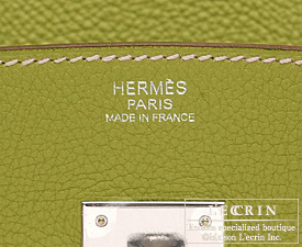 Hermes　Birkin bag 30　Anis green/Potiron orange　Togo leather　Silver hardware