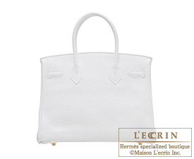 Hermes　Birkin bag 30　White　Clemence leather　Gold hardware