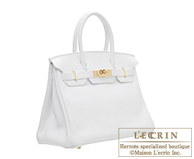 Hermes　Birkin bag 30　White　Clemence leather　Gold hardware
