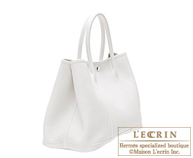 Hermes　Garden Party bag 30/TPM　White　Negonda leather　Silver hardware