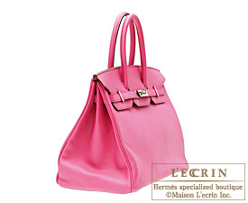 Hermes　Birkin bag 35　Fuschia pink/Orange　Chevre goatskin　Silver  hardware