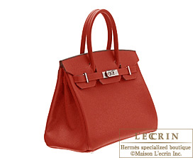 Hermes　Birkin bag 30　Rouge garance　Epsom leather　Silver hardware