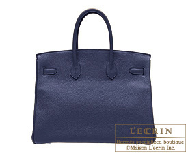 Hermes　Birkin bag 35　Blue abysse/Abyss blue　Clemence leather　Silver hardware