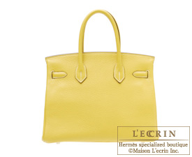 Hermes　Birkin bag 30　Jaune/Tabac camel　Clemence leather　Gold hardware