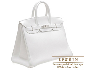 Hermes　Birkin bag 40　White　Clemence leather　Silver hardware
