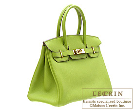 Hermes　Birkin bag 30　Anis green　Togo leather　Silver hardware