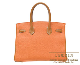 Hermes　Birkin bag 30　Orange/Gold　Togo leather　Gold hardware