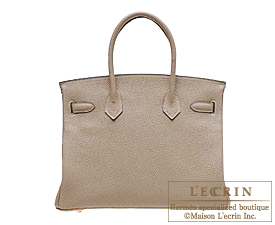 Hermes　Birkin bag 35　Gris tourterelle/Mouse grey　Clemence leather　Gold hardware