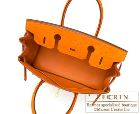 Hermes　Birkin bag 30　Tangerine orange　Ostrich leather　Gold hardware