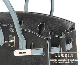 Hermes　Birkin bag 35　Blue indigo/Ciel　Clemence leather　Silver hardware