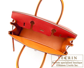 Hermes　Birkin bag 30　Rouge garance/Orange　Togo leather　Silver hardware