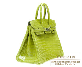 Hermes Birkin bag 25 Anis green Niloticus crocodile skin Gold hardware
