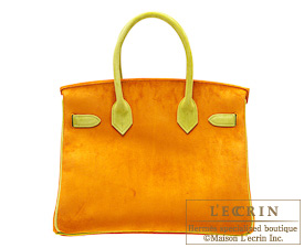 Hermes　Birkin bag 30　Orange/Anis green　Velvet leather　Silver hardware