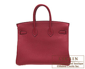 Hermes　Birkin bag 25　Ruby　Togo leather　Silver hardware