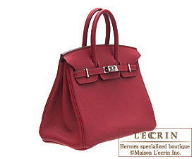 Hermes　Birkin bag 25　Ruby　Togo leather　Silver hardware