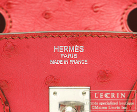 Hermes　Birkin bag 25　Bougainvillier　Ostrich leather　Silver hardware