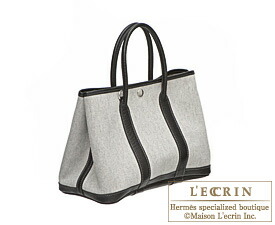 Hermes　Garden Party bag 30/TPM　Grey　Toile H cotton canvas with Buffalo leather　Silver hardware
