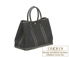Hermes　Garden Party bag 30/TPM　Black　Toile officier with Fjord leather　Silver hardware