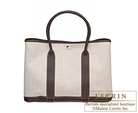 Hermes　Garden Party bag 36/PM　Cocaon　Toile H cotton canvas with Buffalo leather　Silver hardware