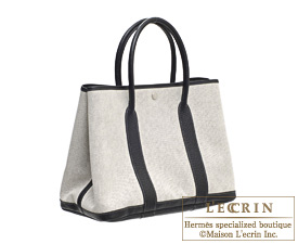 Hermes　Garden Party bag 36/PM　Grey　Toile H cotton canvas with Buffalo leather　Silver hardware