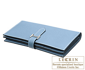 Hermes　Bearn Soufflet　Blue jean　Epsom leather　Silver hardware