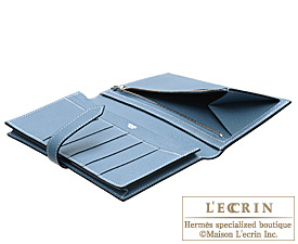 Hermes　Bearn Soufflet　Blue jean　Epsom leather　Silver hardware