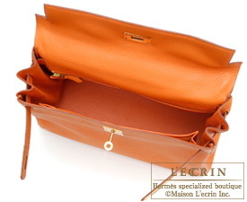Hermes　Kelly bag 32　Orange　Togo leather　Gold hardware