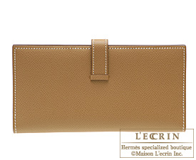 Hermes　Bearn bi-fold wallet　Natural　Epsom leather　Silver hardware