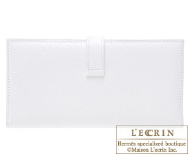 Hermes　Bearn bi-fold wallet　White　Epsom leather　Gold hardware