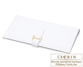 Hermes　Bearn bi-fold wallet　White　Epsom leather　Gold hardware