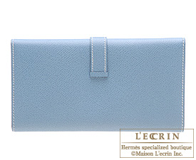 Hermes　Bearn tri-fold wallet　Blue jean　Epsom leather　Silver hardware