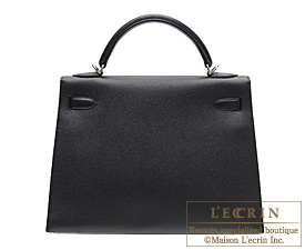 Hermes　Kelly bag 32　Black　Epsom leather　Silver hardware