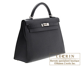 Hermes　Kelly bag 32　Black　Epsom leather　Silver hardware