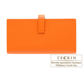 Hermes　Bearn Soufflet　Orange　Epsom leather　Silver hardware